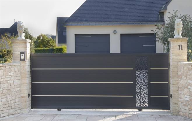 Portail coulissant en aluminium modèle TOPAZE Déco sur-mesure