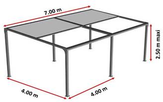Pergola en aluminium motorisée toile enroulable Tibelly autoportée sur-mesure