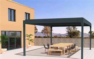 Pergola bioclimatique aluminium motorisée Univers H3 lames orientables Autoportée sur-mesure