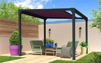 Pergola en aluminium motorise toile enroulable Dickson SWK6 micro-perfore autoporte sur-mesure