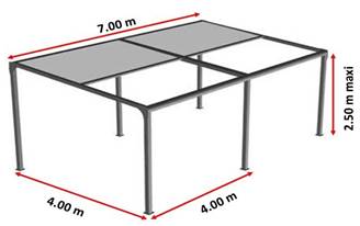 Pergola en aluminium motorisée toile enroulable Dickson Max autoportée sur-mesure