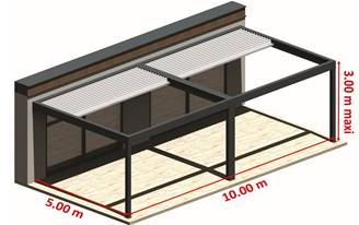 Pergola aluminium motorisée Univers H4 lames accordéon rétractables adossée sur-mesure