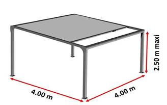 Pergola en aluminium motorisée toile enroulable Tibelly autoportée sur-mesure