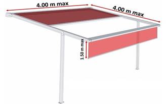 Store pergola en aluminium motorisée toile rétractable Dickson Max adossée sur-mesure