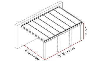 Pergola en aluminium Climalux Horizon toit en polycarbonate 16 mm adossée sur-mesure